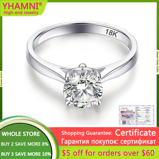 95% OFF! With Certificate Real 18K White Gold Color Silver 925 Ring 2 Carat Lab Diamond Rings Bride Wedding Band Women Gift R128