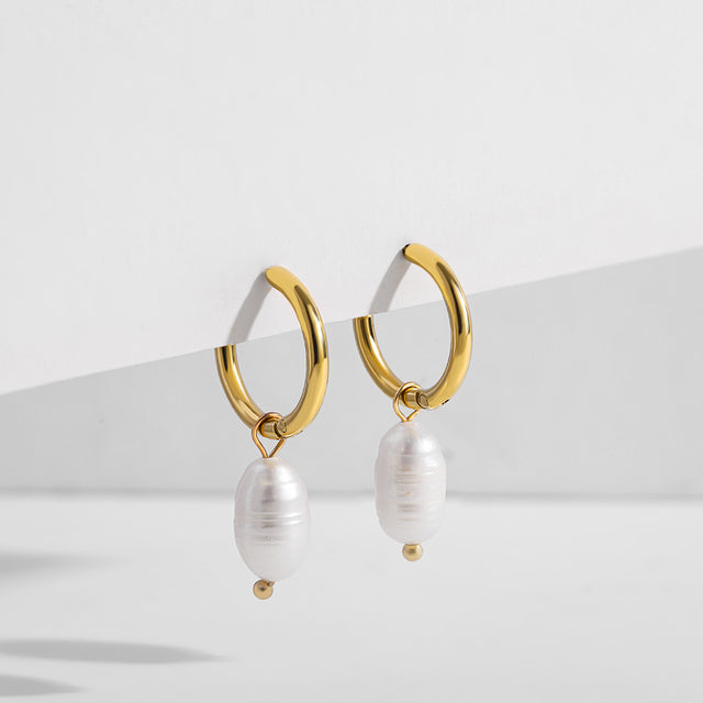 Bohemian Handmade Natural Stone Beads Hoop Earrings for Women Golden Color Stainless Steel Circle Huggie Hoops Jewelry Bijoux