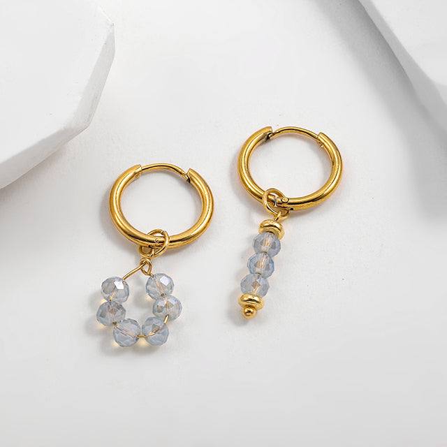 Bohemian Handmade Natural Stone Beads Hoop Earrings for Women Golden Color Stainless Steel Circle Huggie Hoops Jewelry Bijoux