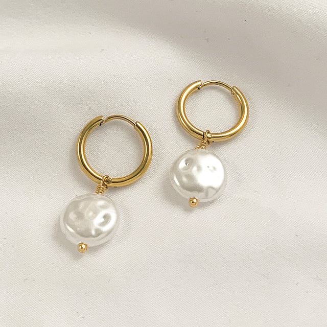 Bohemian Handmade Natural Stone Beads Hoop Earrings for Women Golden Color Stainless Steel Circle Huggie Hoops Jewelry Bijoux