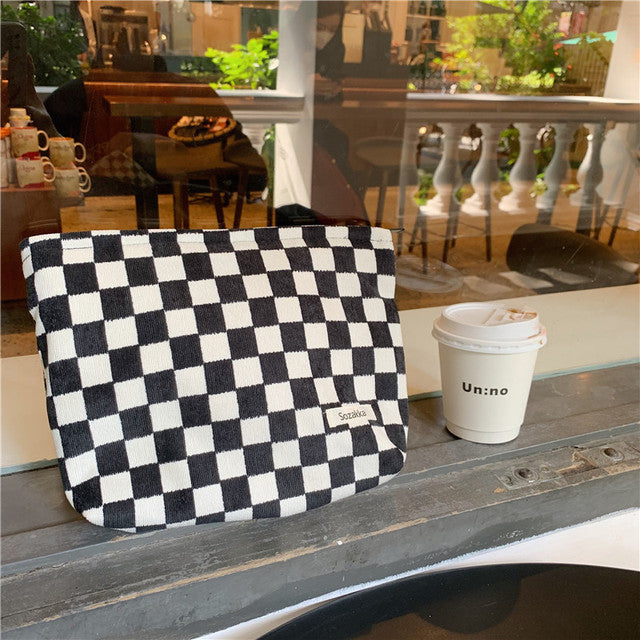 Corduroy Women Cosmetic Bag Cotton Cloth Makeup Pouch Hand Travel Bag Lipstick Organizer Cases Fashion Zipper Clutch Phone Purse