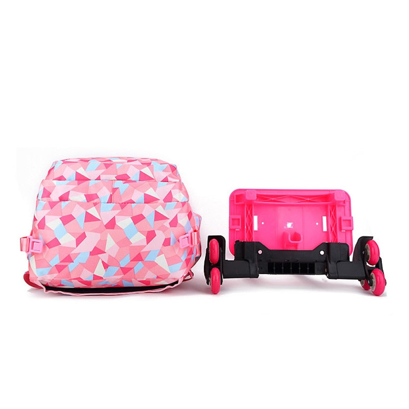 Children Orthopedic School Bags with 2/6 Wheels for Girls