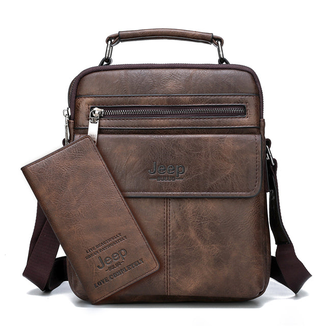 JEEP BULUO Brand Men&#39;s Crossbody Shoulder Bags High quality Tote Fashion Business Man Messenger Bag Big Size Split Leather Bags