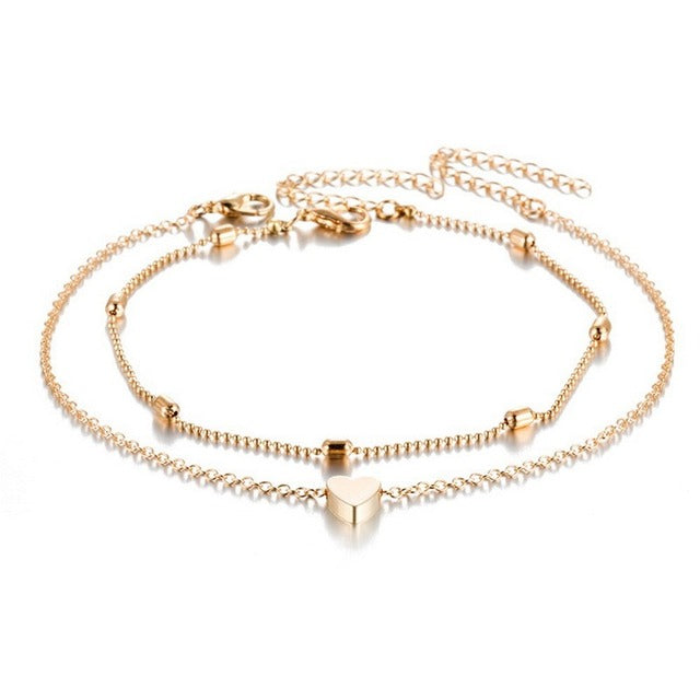 Sexy Bohemia Gold Color Chain Anklets for Women Jewelry 2022 Trend Summer Bead Bracelet On Leg Foot Boho Heart Butterfly Charm