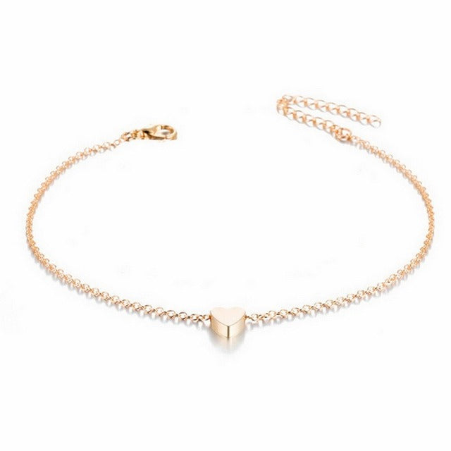 Sexy Bohemia Gold Color Chain Anklets for Women Jewelry 2022 Trend Summer Bead Bracelet On Leg Foot Boho Heart Butterfly Charm