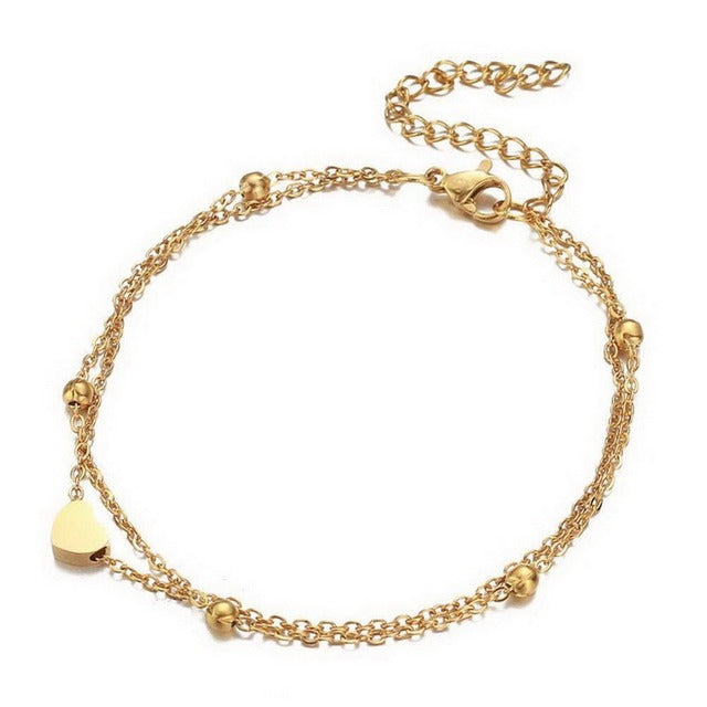 Sexy Bohemia Gold Color Chain Anklets for Women Jewelry 2022 Trend Summer Bead Bracelet On Leg Foot Boho Heart Butterfly Charm