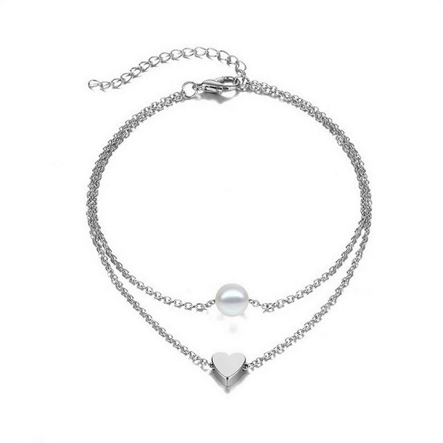 Sexy Bohemia Gold Color Chain Anklets for Women Jewelry 2022 Trend Summer Bead Bracelet On Leg Foot Boho Heart Butterfly Charm