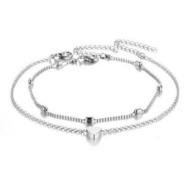 Sexy Bohemia Gold Color Chain Anklets for Women Jewelry 2022 Trend Summer Bead Bracelet On Leg Foot Boho Heart Butterfly Charm