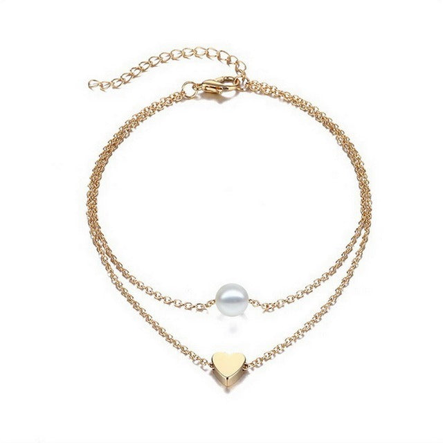 Sexy Bohemia Gold Color Chain Anklets for Women Jewelry 2022 Trend Summer Bead Bracelet On Leg Foot Boho Heart Butterfly Charm